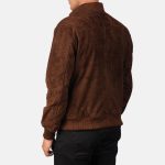 Men's Shane Mocha Suede Leather Bomber Jacket