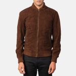 Men's Shane Mocha Suede Leather Bomber Jacket