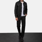 Men's Stallon Black Suede Leather Trucker Jacket