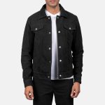 Men's Stallon Black Suede Leather Trucker Jacket