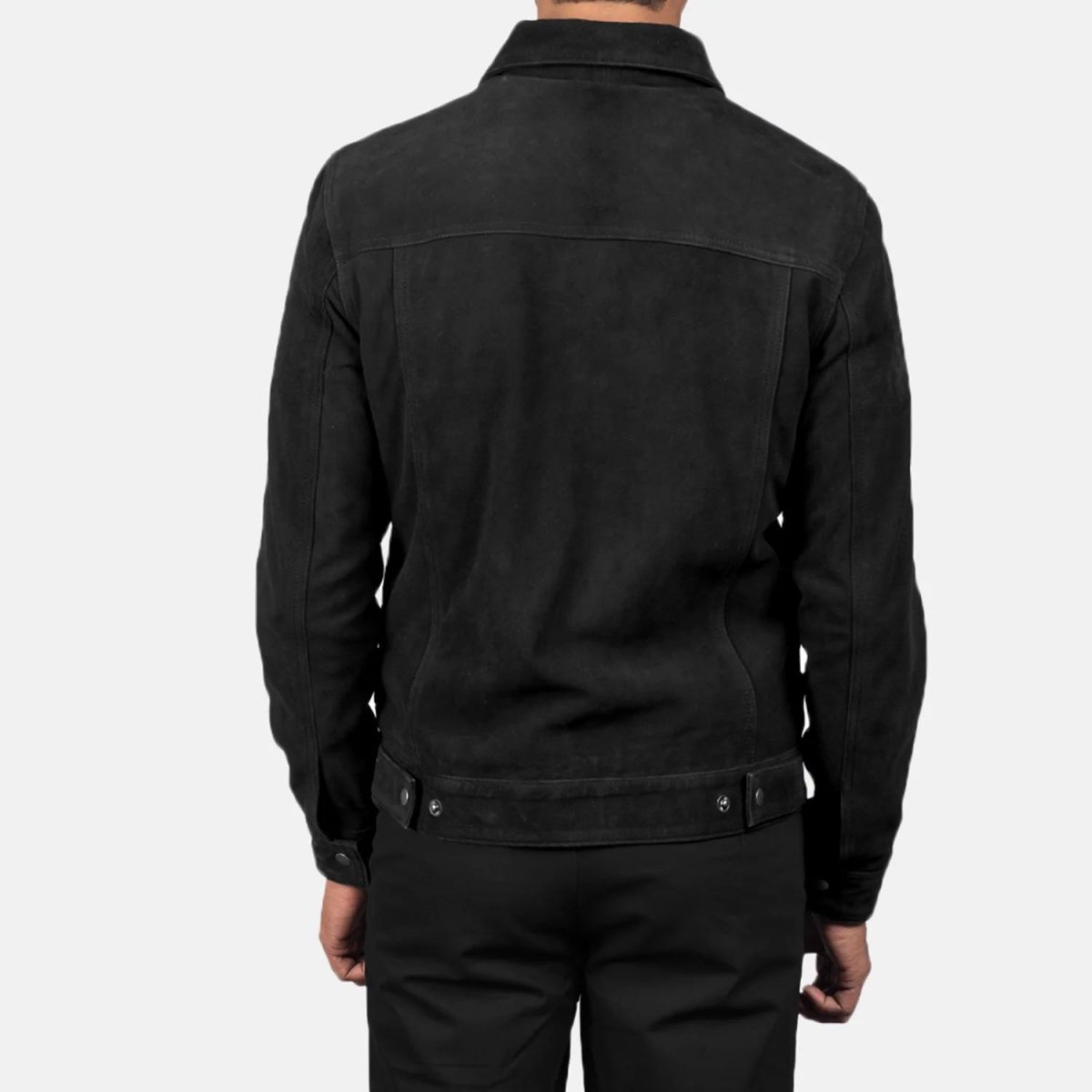 Men's Stallon Black Suede Leather Trucker Jacket