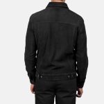 Men's Stallon Black Suede Leather Trucker Jacket