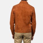 Men's Stallon Brown Suede Leather Trucker Jacket