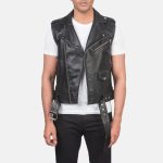 Men's Sullivan Black Leather Biker Vest