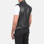 Men's Sullivan Black Leather Biker Vest
