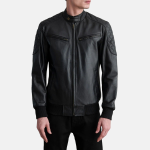 Men's Sven Black Leather Bomber Jacket