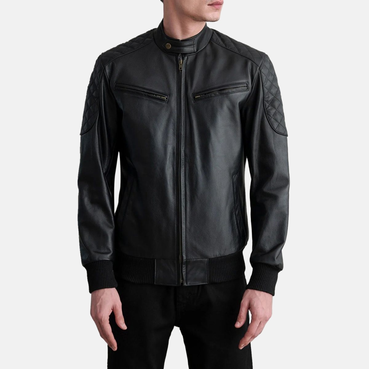Men's Sven Black Leather Bomber Jacket