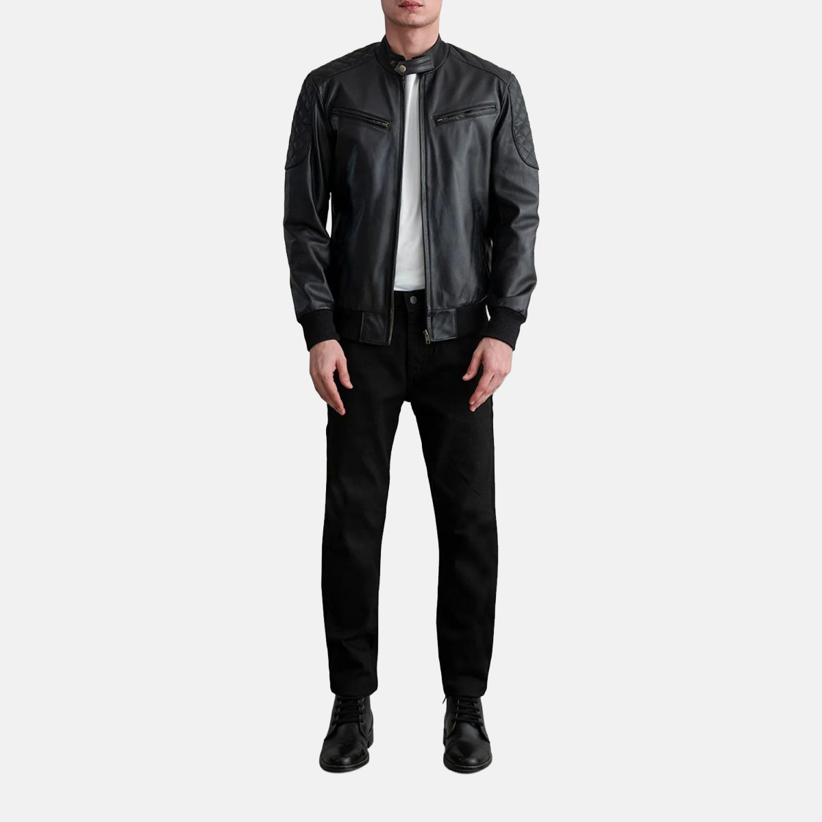 Men's Sven Black Leather Bomber Jacket