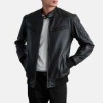 Men's Sven Black Leather Bomber Jacket