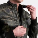 Men's Sven Distressed Brown Leather Bomber Jacket