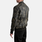 Men's Sven Distressed Brown Leather Bomber Jacket