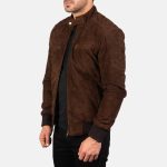 Men's Sven Mocha Suede Leather Bomber Jacket