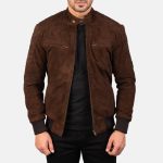 Men's Sven Mocha Suede Leather Bomber Jacket