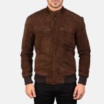 Men's Sven Mocha Suede Leather Bomber Jacket