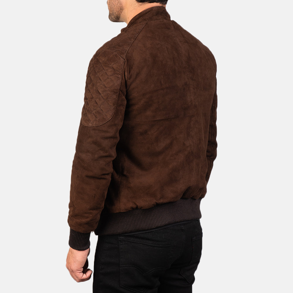 Men's Sven Mocha Suede Leather Bomber Jacket