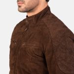 Men's Sven Mocha Suede Leather Bomber Jacket