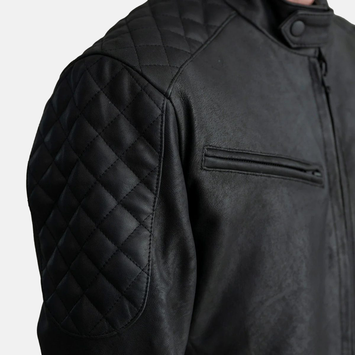 Men's Sven Tumbled Black Leather Bomber Jacket