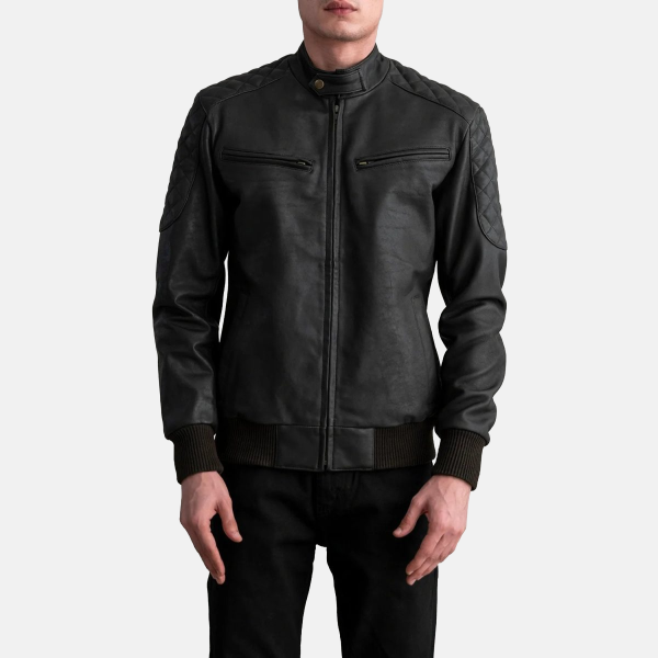 Men's Sven Tumbled Brown Leather Bomber Jacket