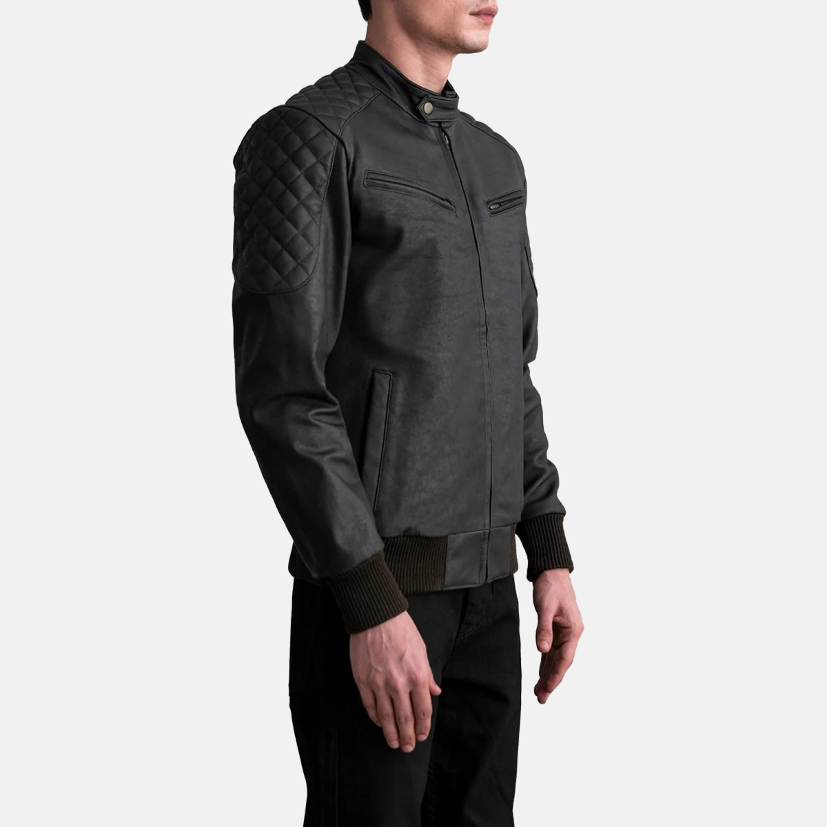 Men's Sven Tumbled Brown Leather Bomber Jacket