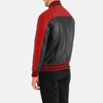 Men's Terrance Black & Red Leather Varsity Bomber Jacket