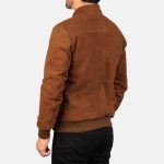 Men's Tomchi Tan Brown Suede Leather Bomber Jacket