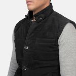 Men's Tony Black Suede Leather Vest