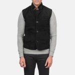 Men's Tony Black Suede Leather Vest
