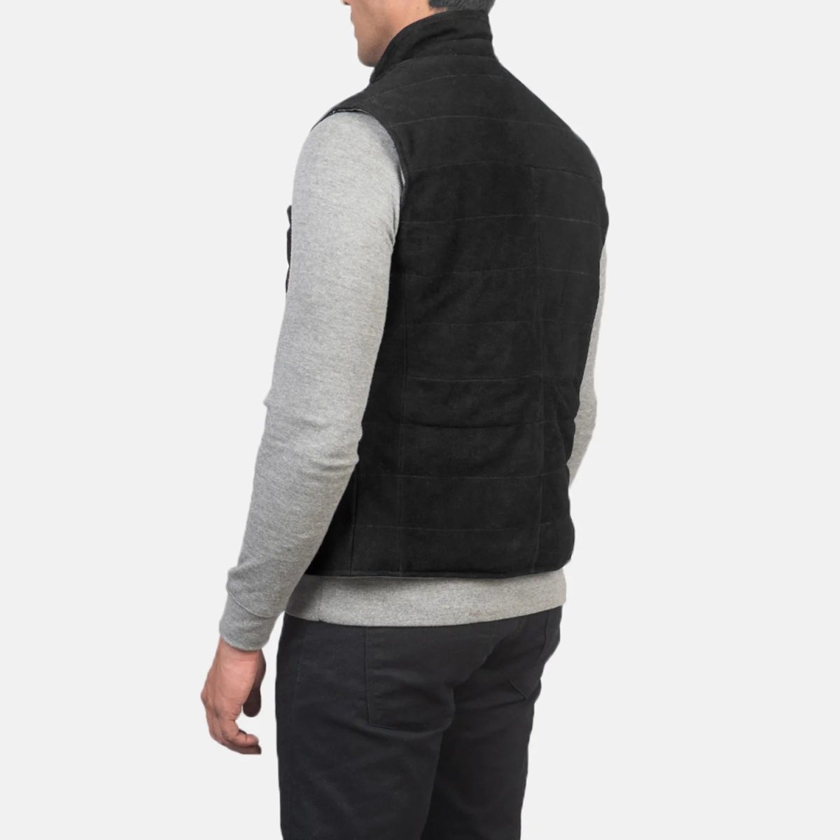 Men's Tony Black Suede Leather Vest