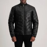 Men's Travis Black Leather Puffer Jacket