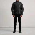 Men's Travis Black Leather Puffer Jacket