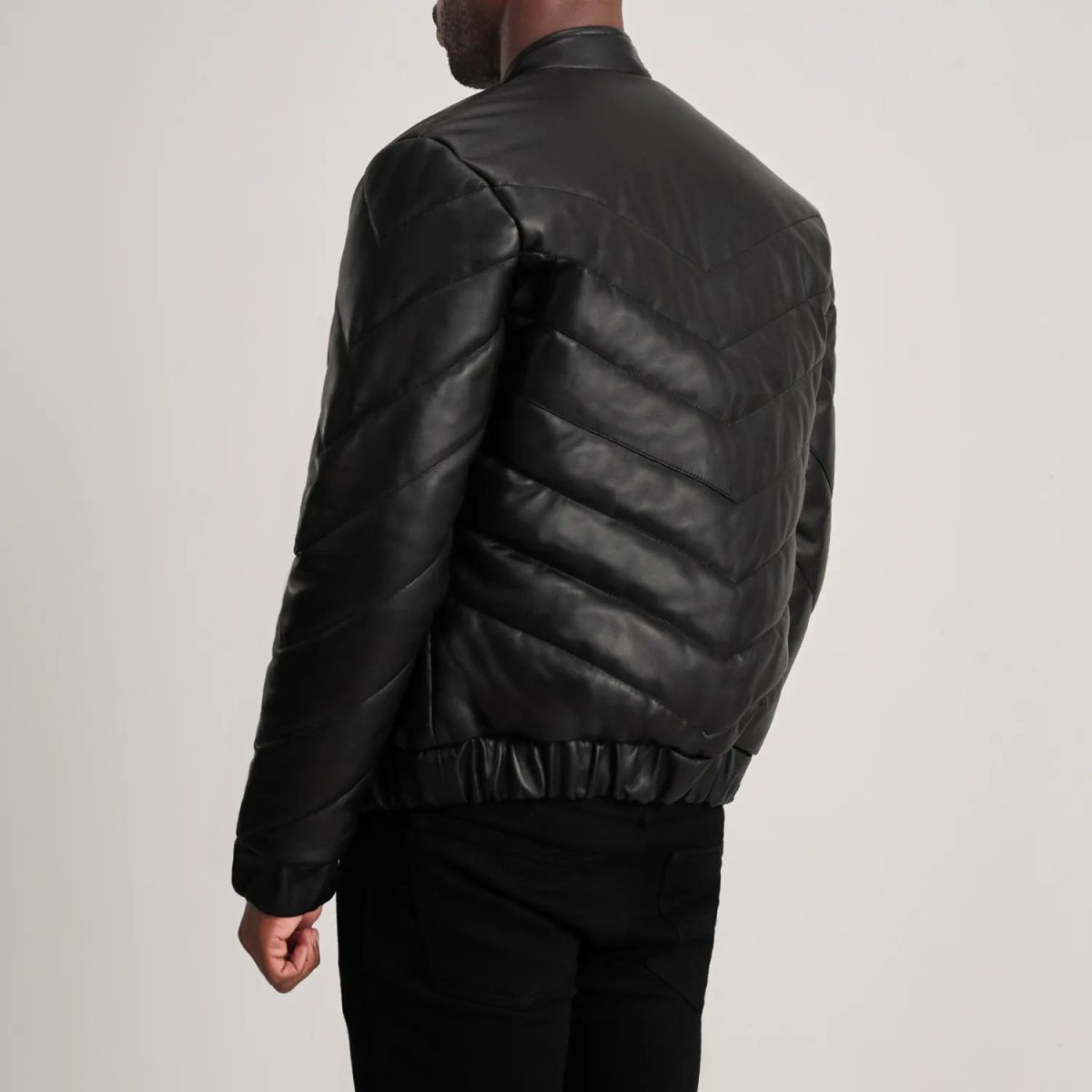 Men's Travis Black Leather Puffer Jacket