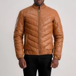 Men's Travis Tan Leather Puffer Jacket
