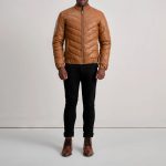 Men's Travis Tan Leather Puffer Jacket