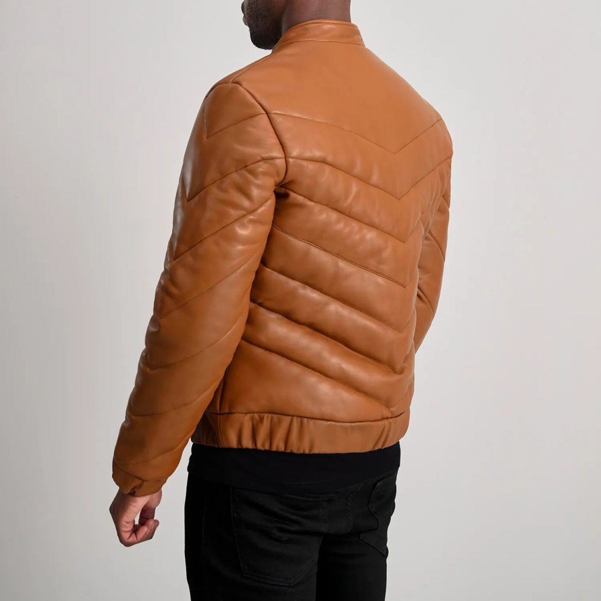 Men's Travis Tan Leather Puffer Jacket
