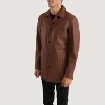 Men's Urban Slate Brown Real Leather Blazer