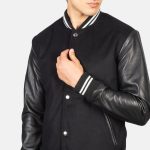 Men's Vaxton Black Striped Varsity Bomber Jacket