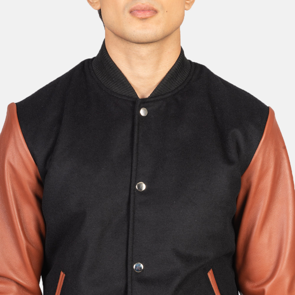 Men's Vaxton Brown Hybrid Varsity Jacket