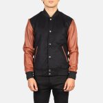 Men's Vaxton Brown Hybrid Varsity Jacket