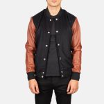 Men's Vaxton Brown Hybrid Varsity Jacket
