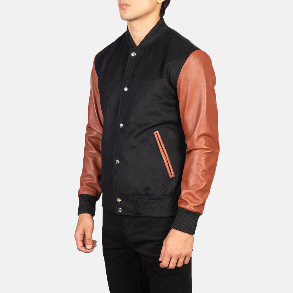 Men's Vaxton Brown Hybrid Varsity Jacket