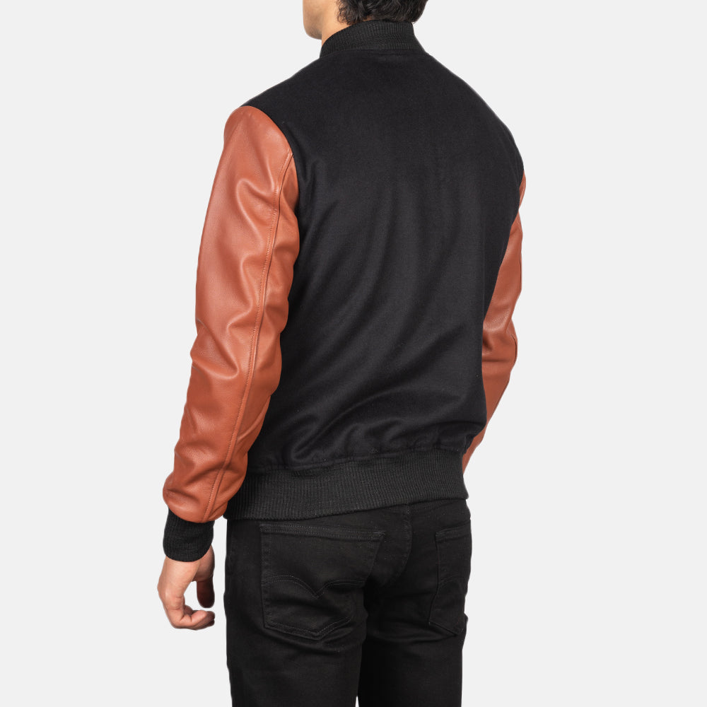 Men's Vaxton Brown Hybrid Varsity Jacket