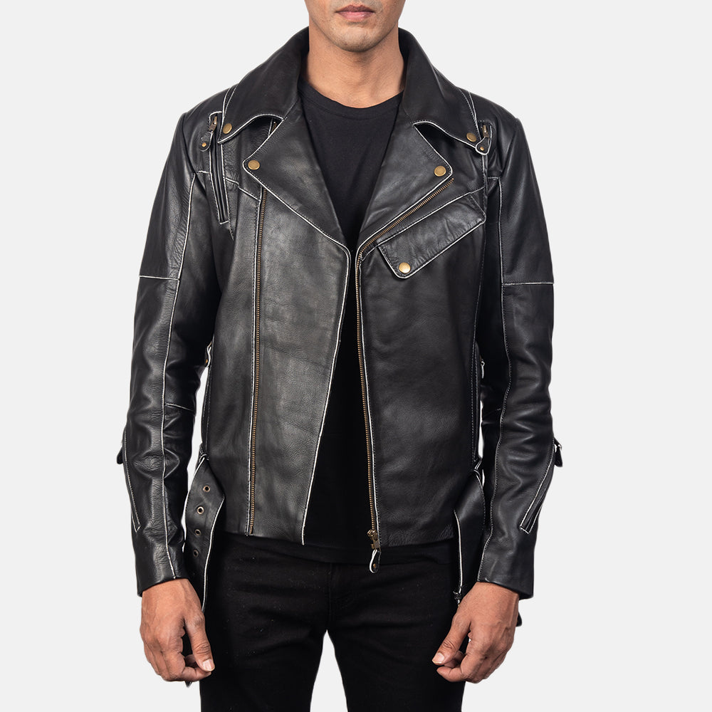 Men's Vincent Black Leather Biker Jacket