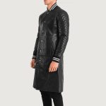 Men's Wilde Black Leather Varsity Trench Coat
