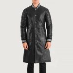 Men's Wilde Black Leather Varsity Trench Coat