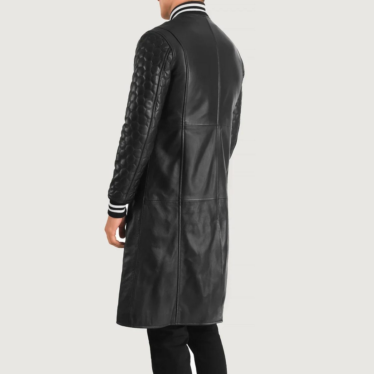Men's Wilde Black Leather Varsity Trench Coat