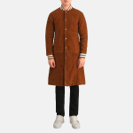Men's Wilde Brown Suede Varsity Trench Coat