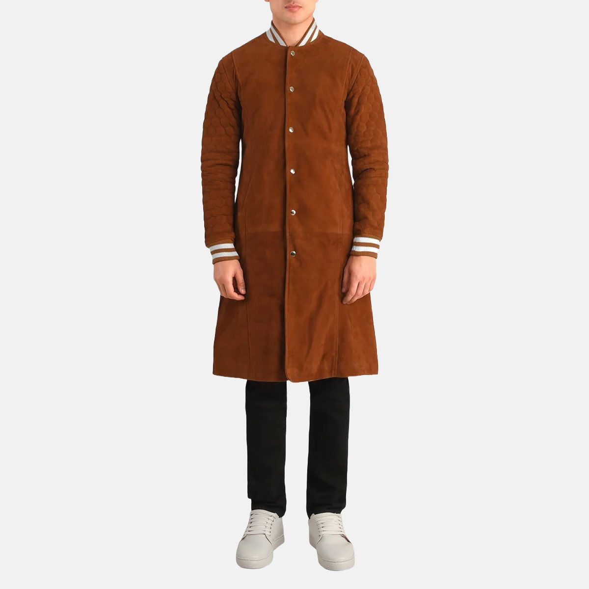 Men's Wilde Brown Suede Varsity Trench Coat