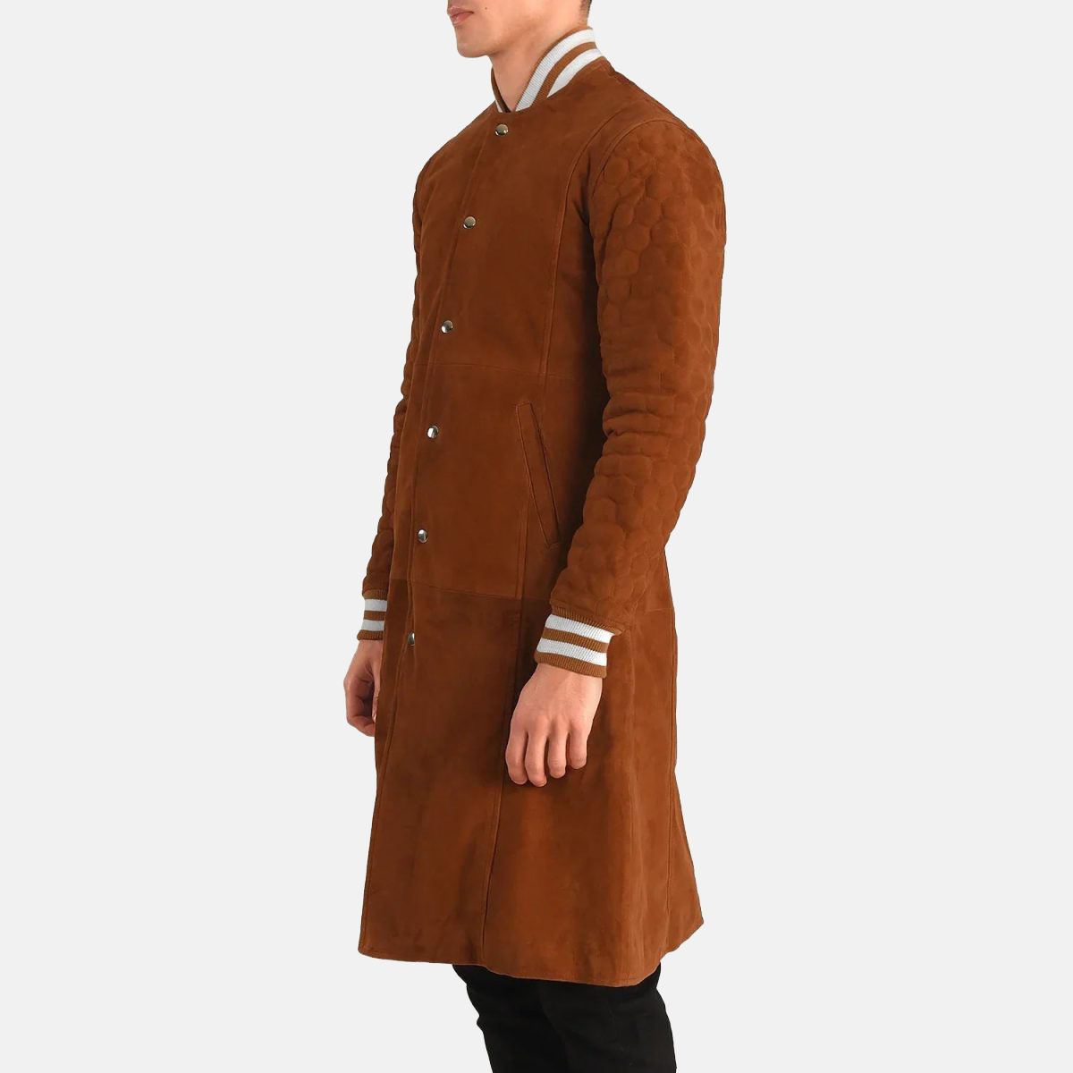 Men's Wilde Brown Suede Varsity Trench Coat