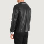 Men's Willis Black Leather Varsity Bomber Jacket