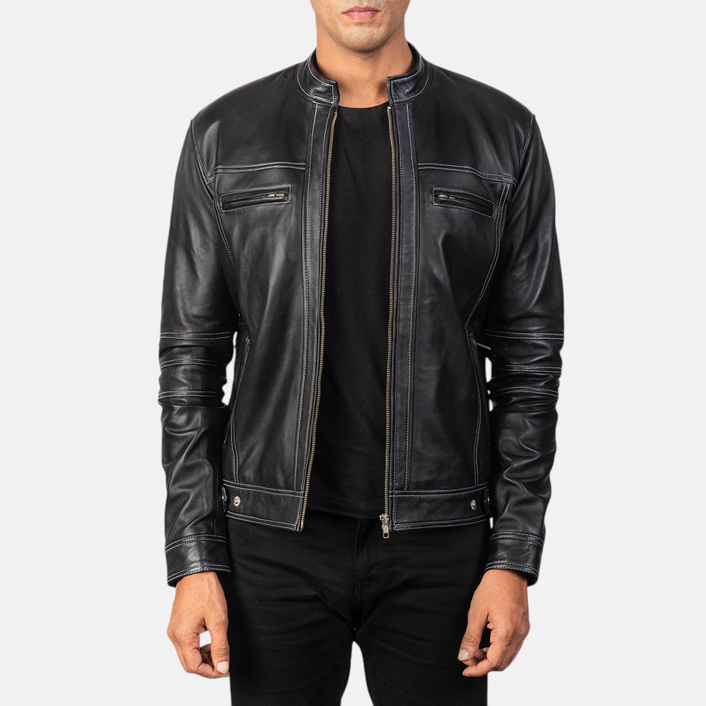 Men's Youngster Black Leather Biker Jacket